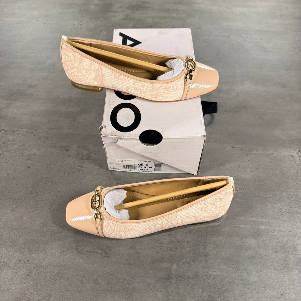 Aldo Krishelle Flats Women 6 Flex Pink Nude Lace Patent Square Toe Chain NEW